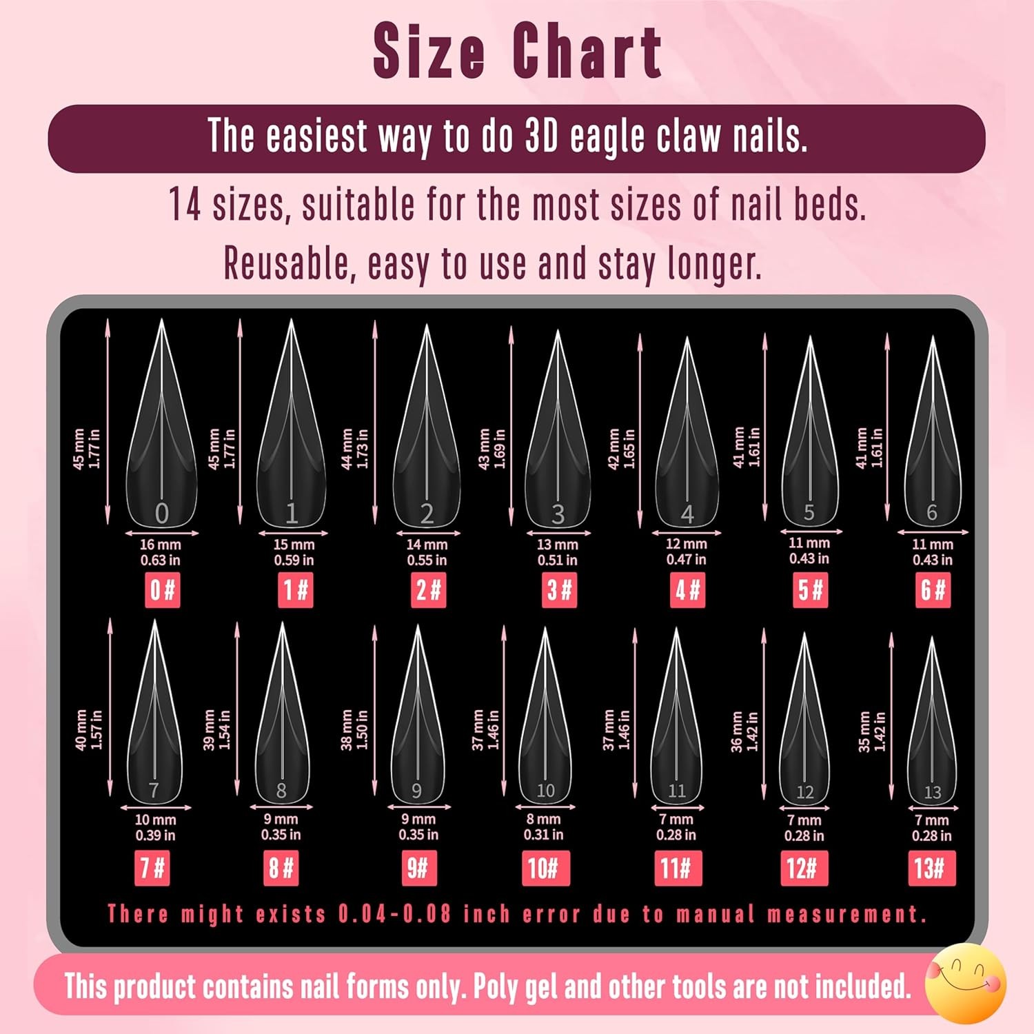 Curved Stiletto Nail Dual Forms for Poly Gel Eagle Claw Form For Polygel