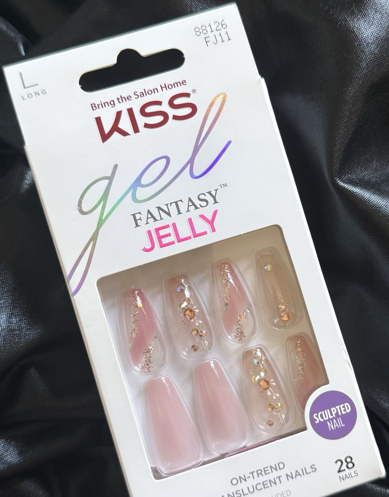 Kiss Press On Nails, Salon Quality Pink Gel Fantasy Jelly~Includes Free Gifts💝