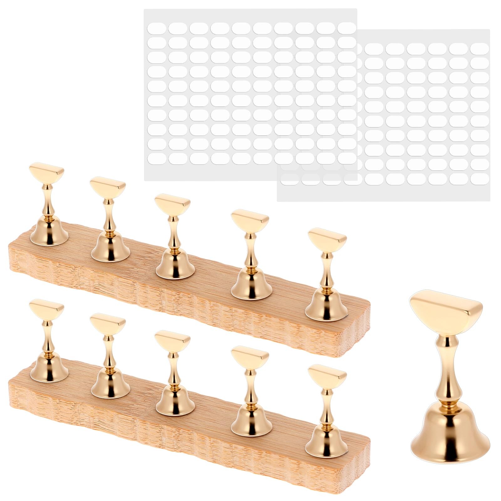 Wood Press on Nail Holder 2 Set, Nail Stand for Press on Magnetic Nails Tip H…