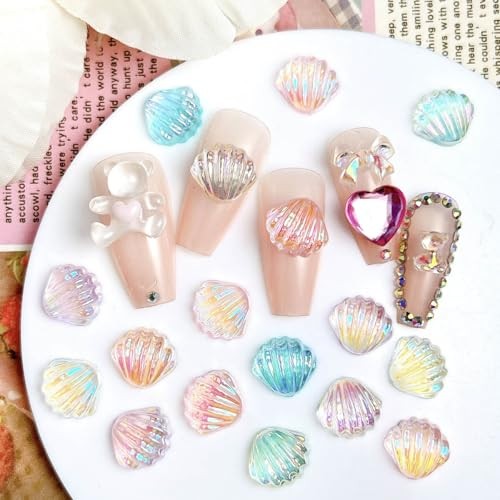 200Pcs Summer Ocean Seashell Nails Art Charms 3D Flat Resin summer colorful-13