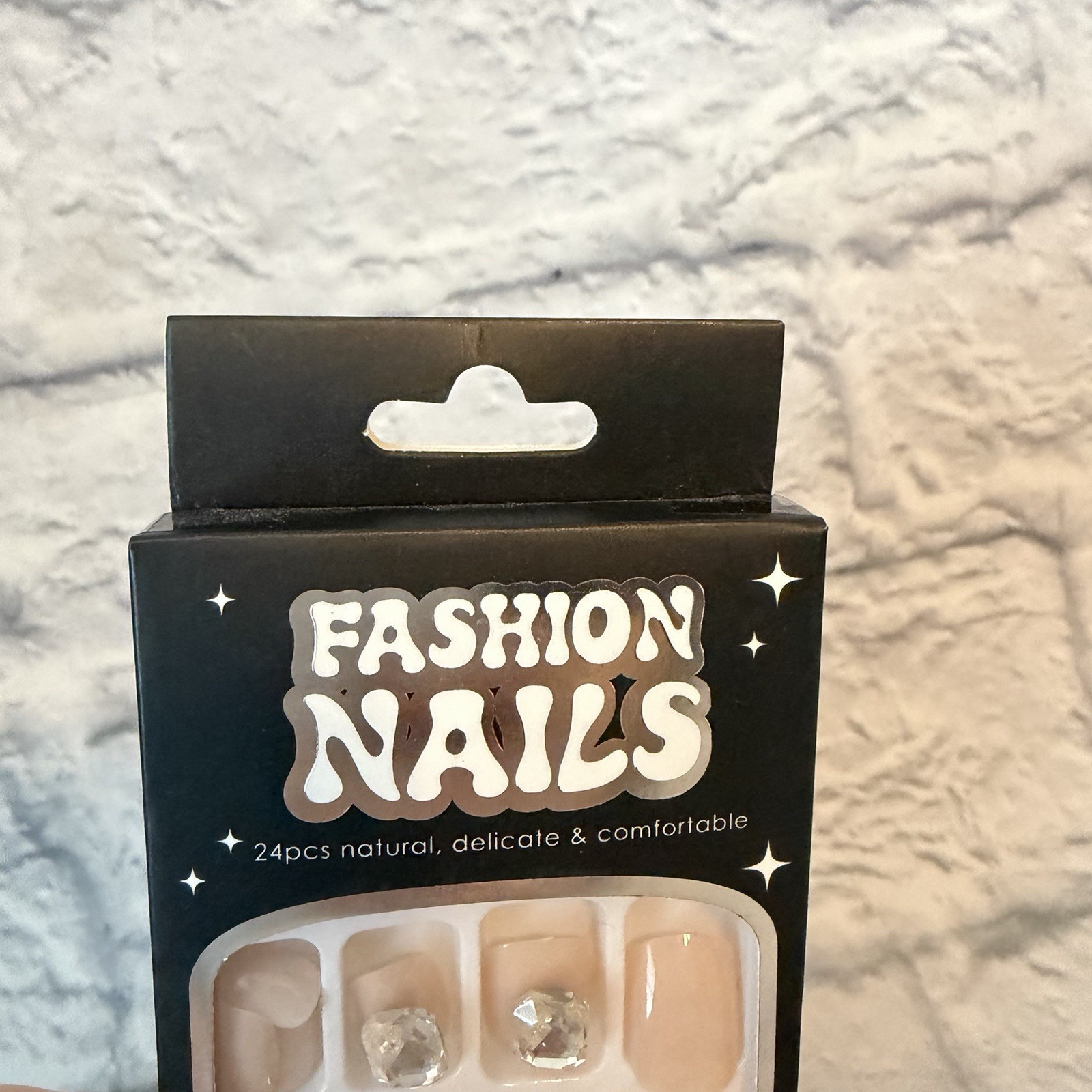 Hot Topic Fashion Nails Nude Rhinestone Press On False Nails 24pc NIB Bling Glam
