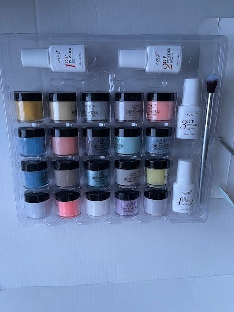 Azurebeauty Nail Dip Powder Kit Women’s 0.33 oz Glossy Multicolor Glitter SZ J26