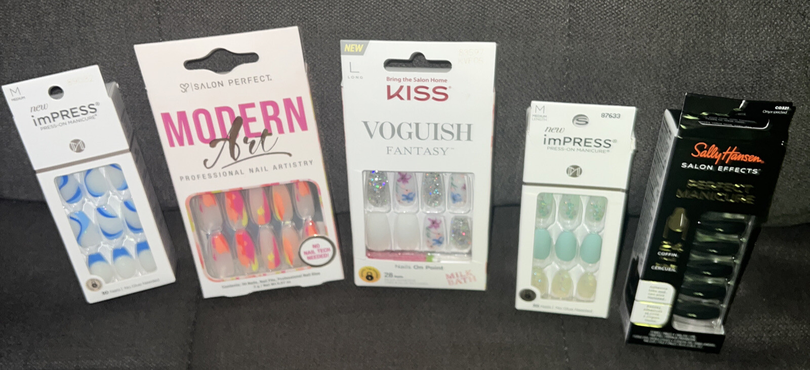 KISS SALON💅Mixed Lot 5-Pks Nail Sets:Modern Art, Voguish Fantasy,imPress & More