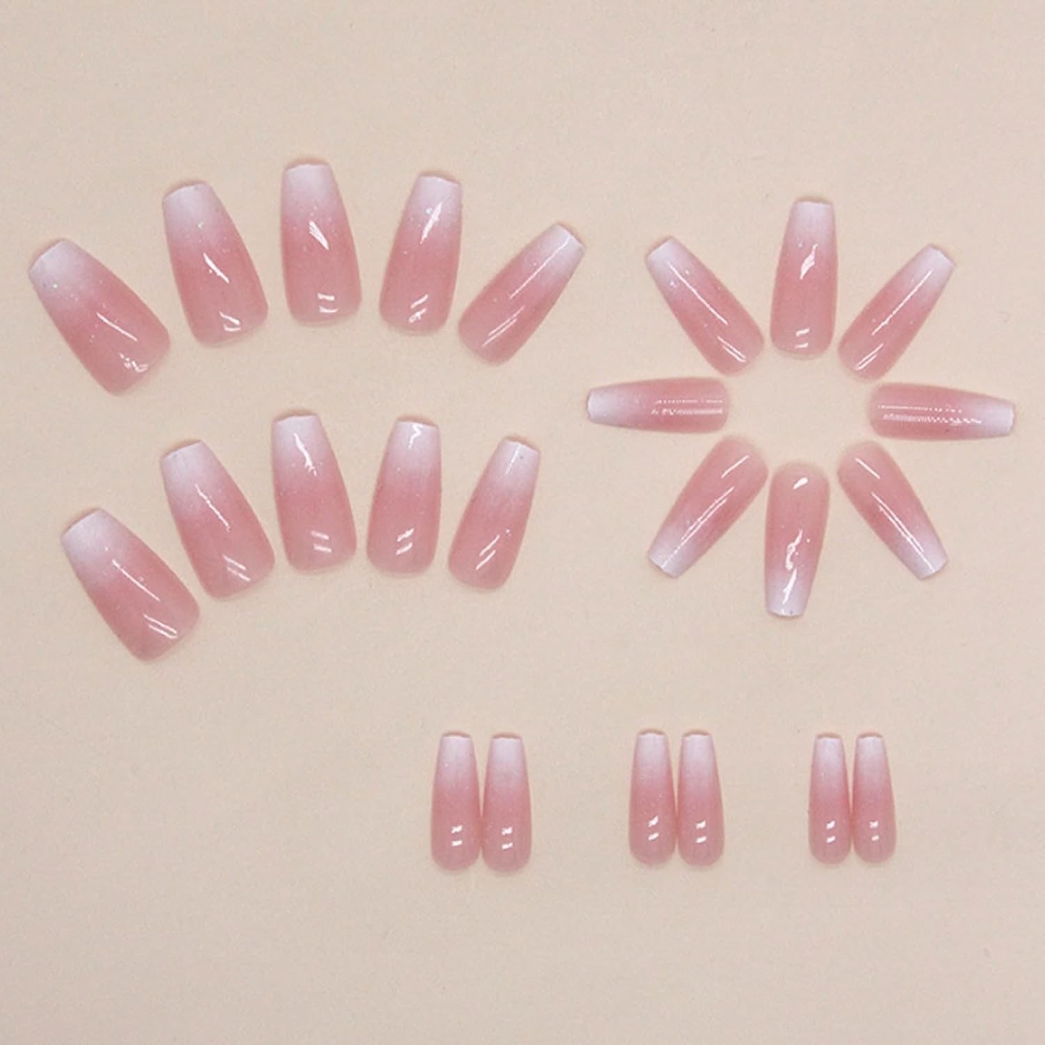 Bling Coffin Press on Nails Fake Nails Tips Full Cover Medium False Gradient