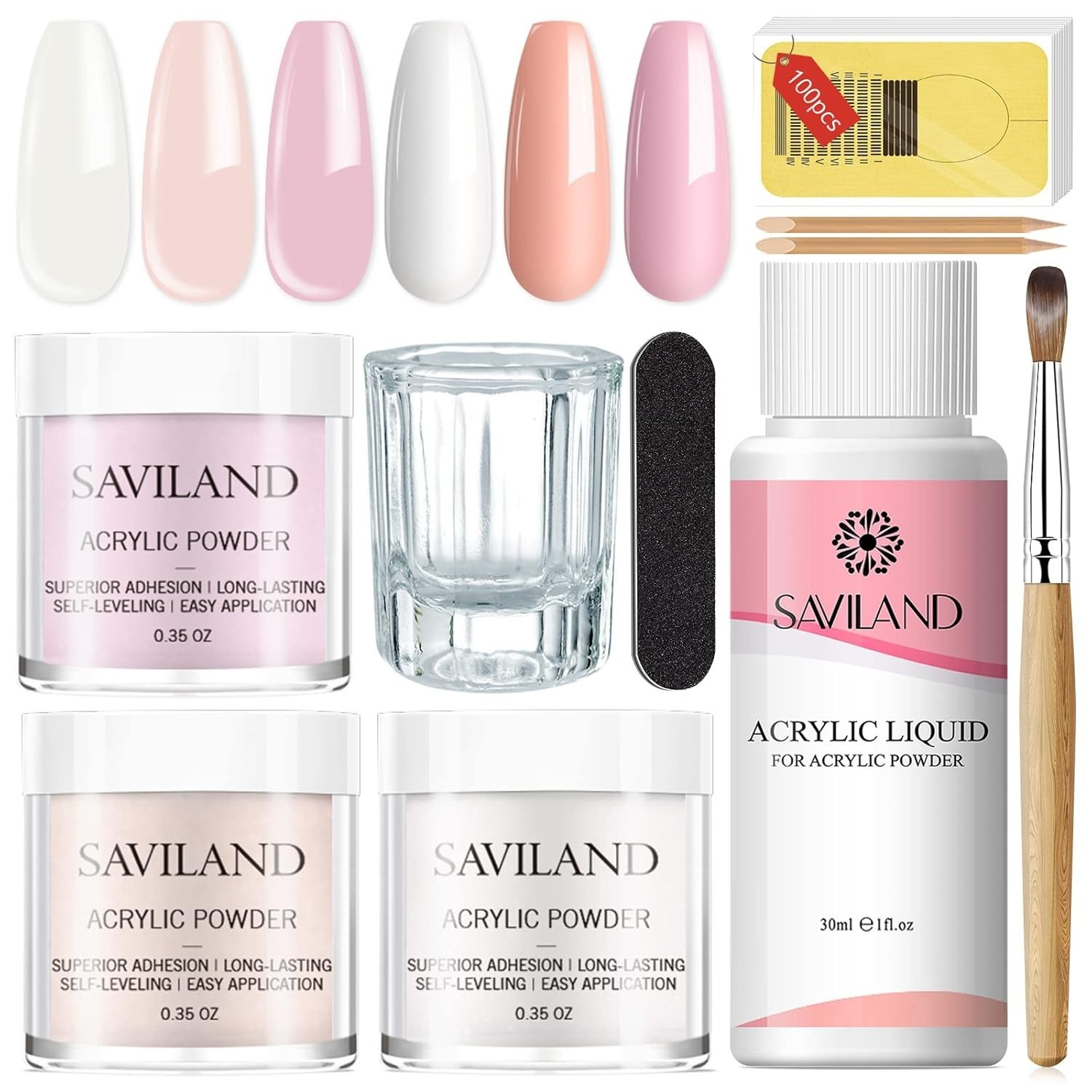Saviland Acrylic Nail Kit – 10g Powder, 30ml Liquid & Essential Tools Included