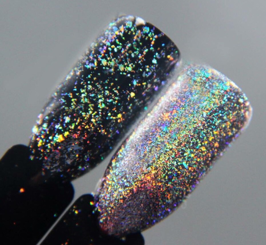 GALAXY HOLO FLAKES Chrome Flecks Unicorn Powder Holographic Nails Sequins