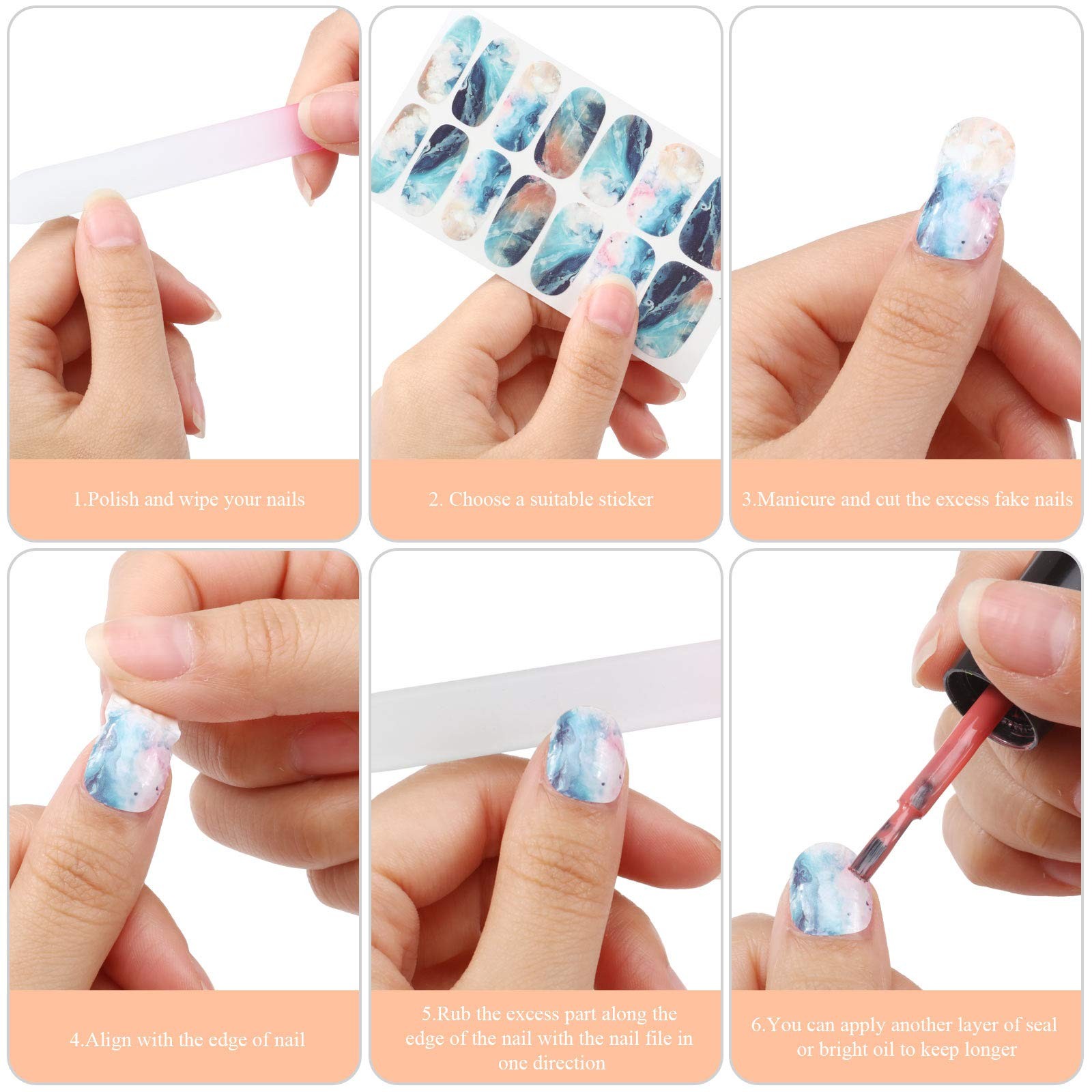 Maitys 168 Pcs 12 Sheets Full Wrap Nail Stickers Polish Strips Gradient Stickers