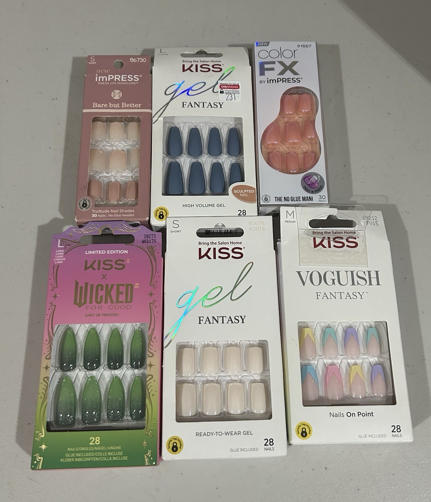 Lot of (6) KISS and imPress Assorted Nail Sets