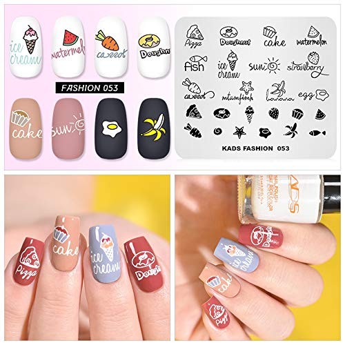 Nail Stamping Plate Fashion Food Fruit Summer Cake Fish Ice Cream Theme Multi…