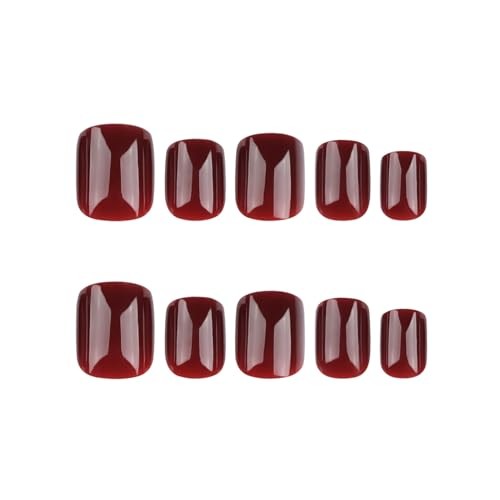 Burgundy Wine Red Short Press On Nails, Glossy Deep Red Fake Nails, Natural