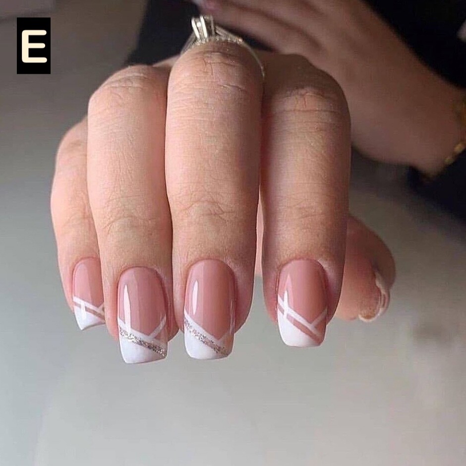 12 Boxes Flower Star French Tip Long/Mid/Short Square Press On Nails (Wholesale)