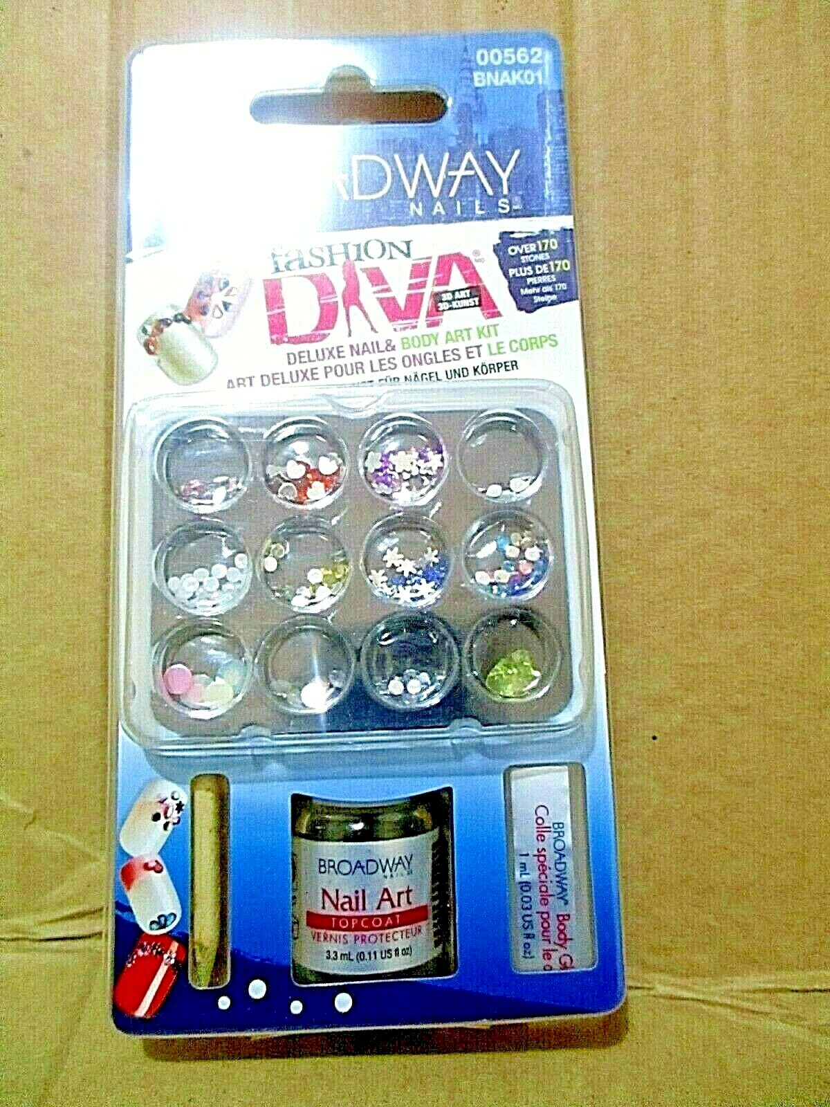 FASHION DIVA BODY/NAIL ART KIT 120 MUTI COLOR STONES by BROADWAY NAILS