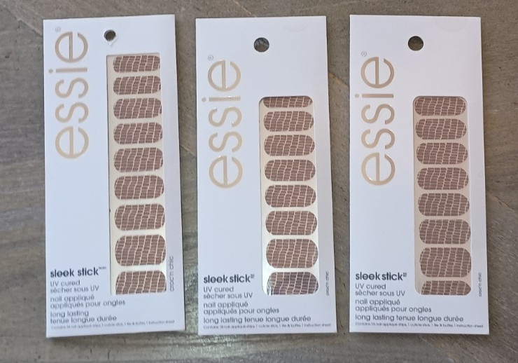 NEW sealed boxes; ESSIE sleek stick nail stickers appliques black beige blue