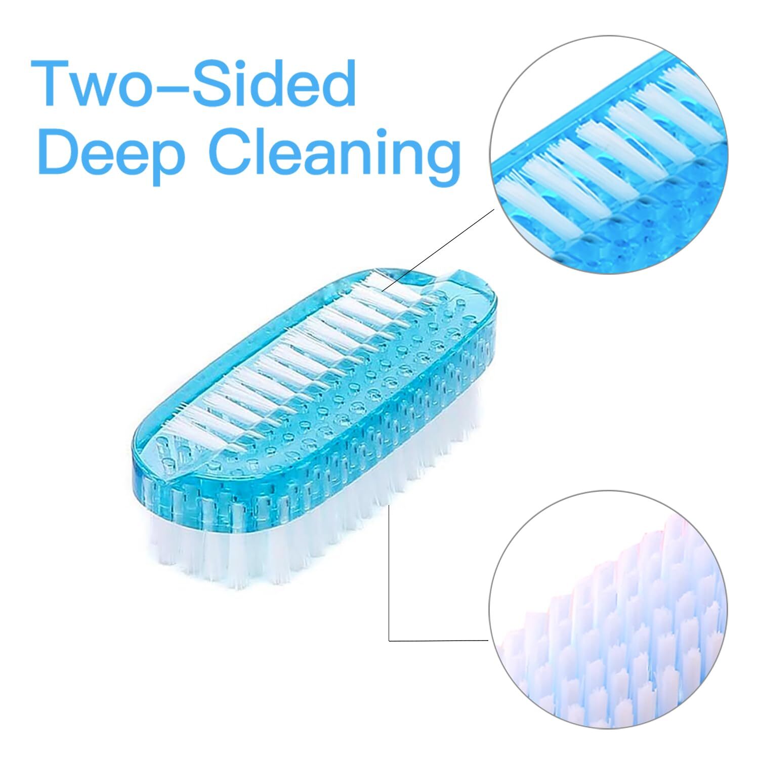 Nail Cleaning Brush Two Sided for Fingernails Soft Stiff Bristles 4 PCS
