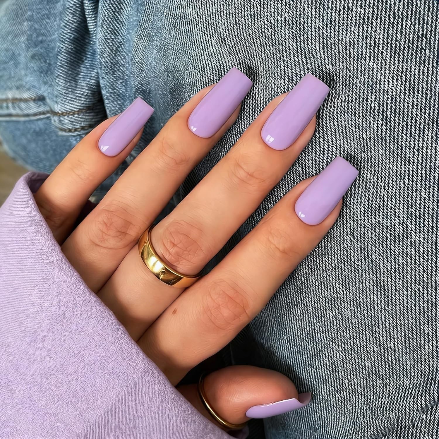 KQueenest Pastel Pink Press On Nails, Glossy Sheer Acrylic Nails for Women