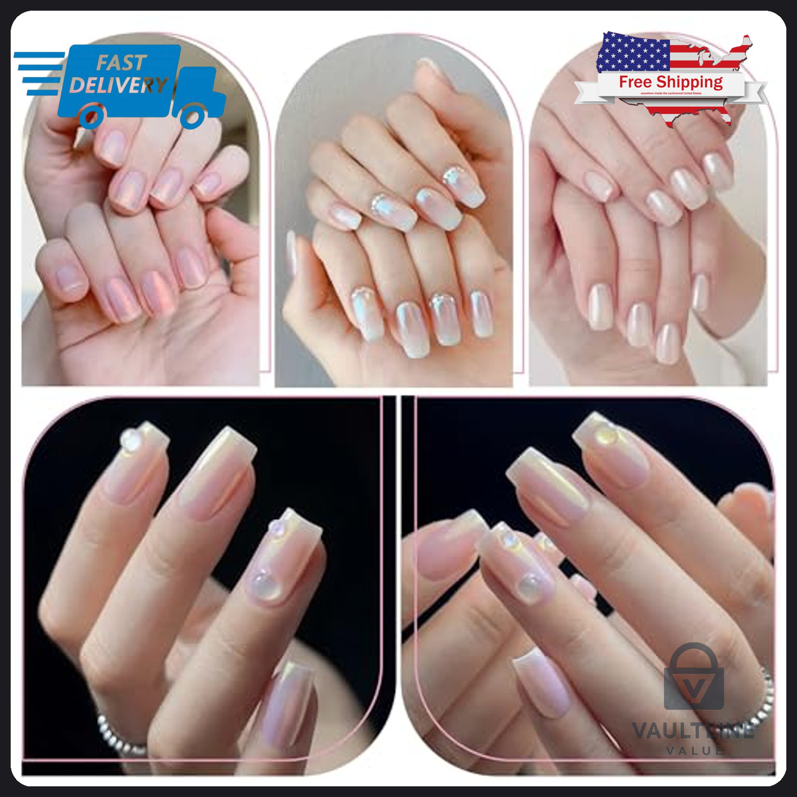 8 Jar Artdone Chrome Nail Powder Set – Shimmery Pearl Mirror Pigment Manicure