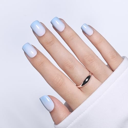 Ombre Press On Nails Square – Light Blue Short – 5A – Blue Ombre