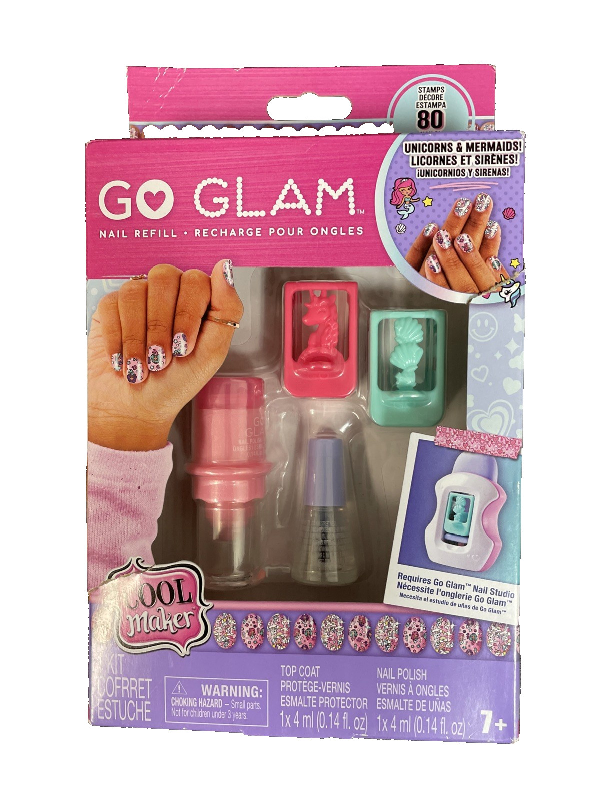 Cool Maker, GO GLAM Nail Kit Refill with Unicorn & Mermaid Designs, Style 80 NEW