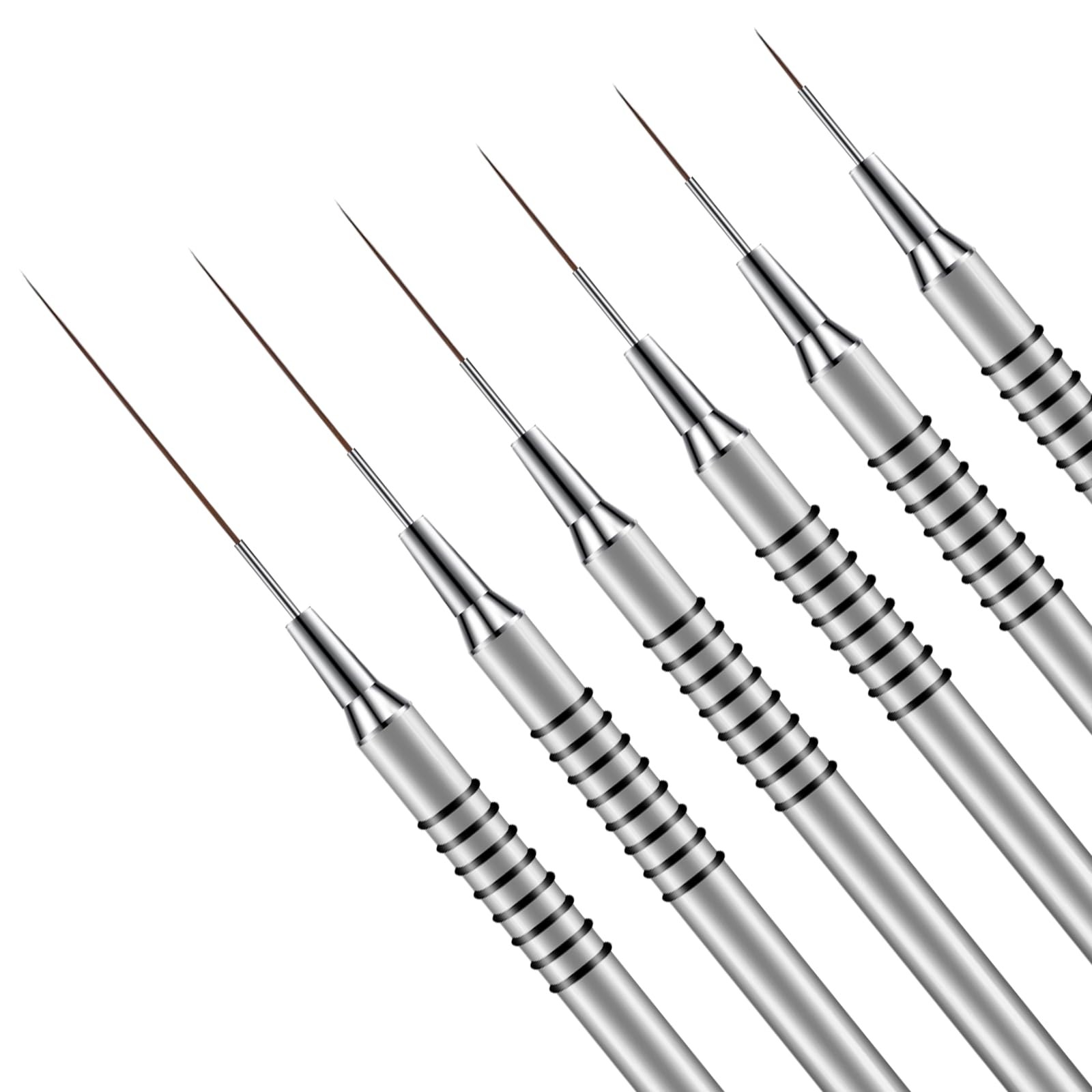 Nail Art Liner Brushes 6Pcs Fine Line Brush For Silver