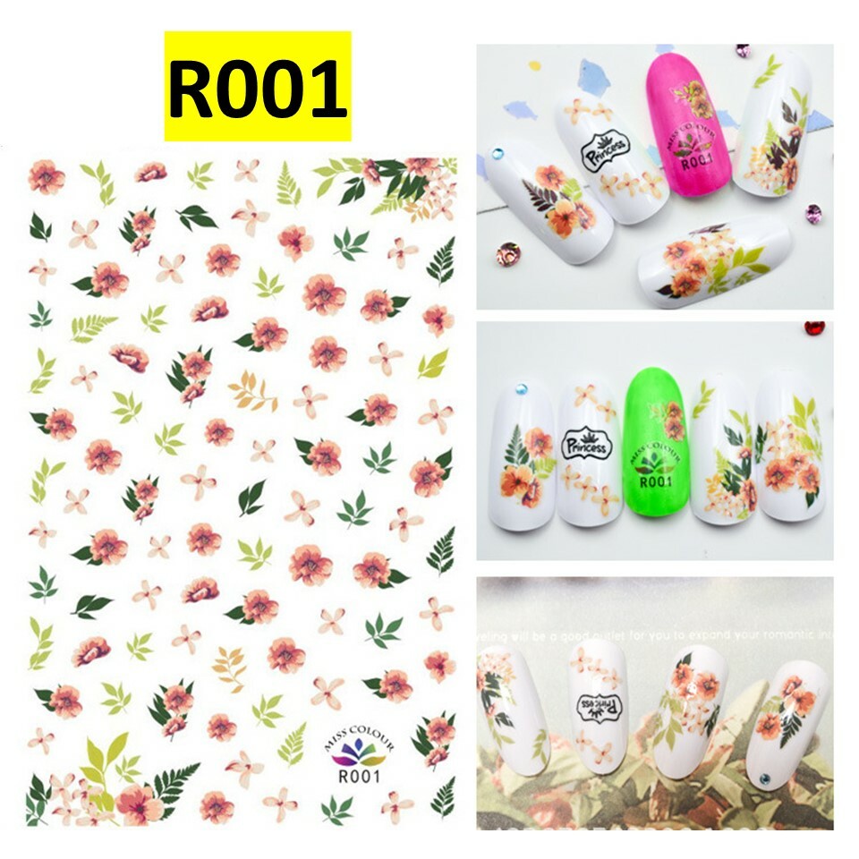 Flower 3D Nail Stickers Nail Art Adhesive Transfer Sticker Decals Tips US seller