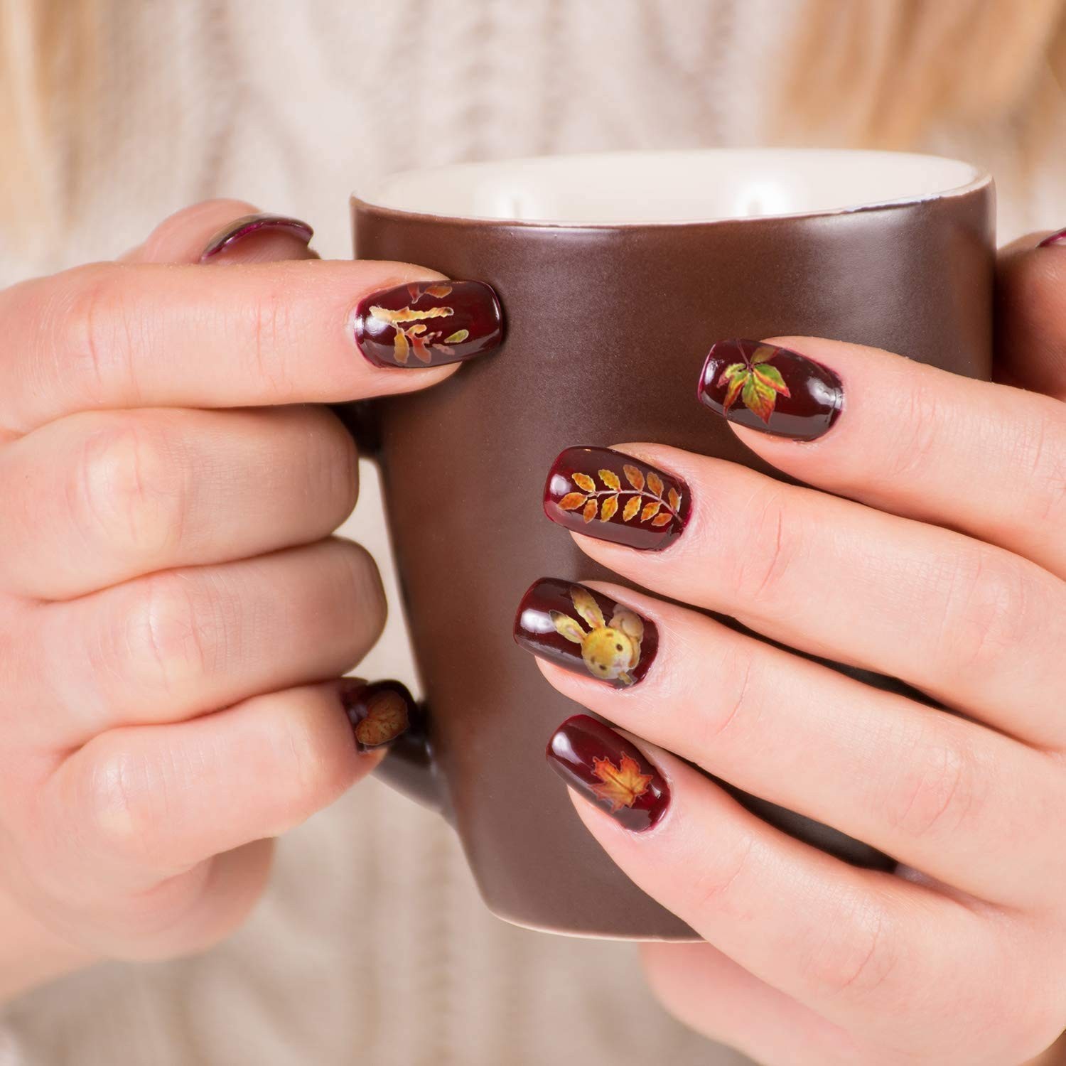 Adurself 1000+ Patterns Autumn Nail Art 12 Count (Pack of 1), Multiple Colors