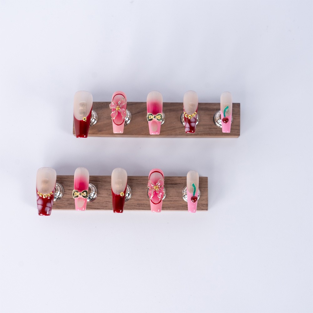 10pcs Luxury Handcrafted Ombre Press On Nails Long Coffin Shape for Party Daily