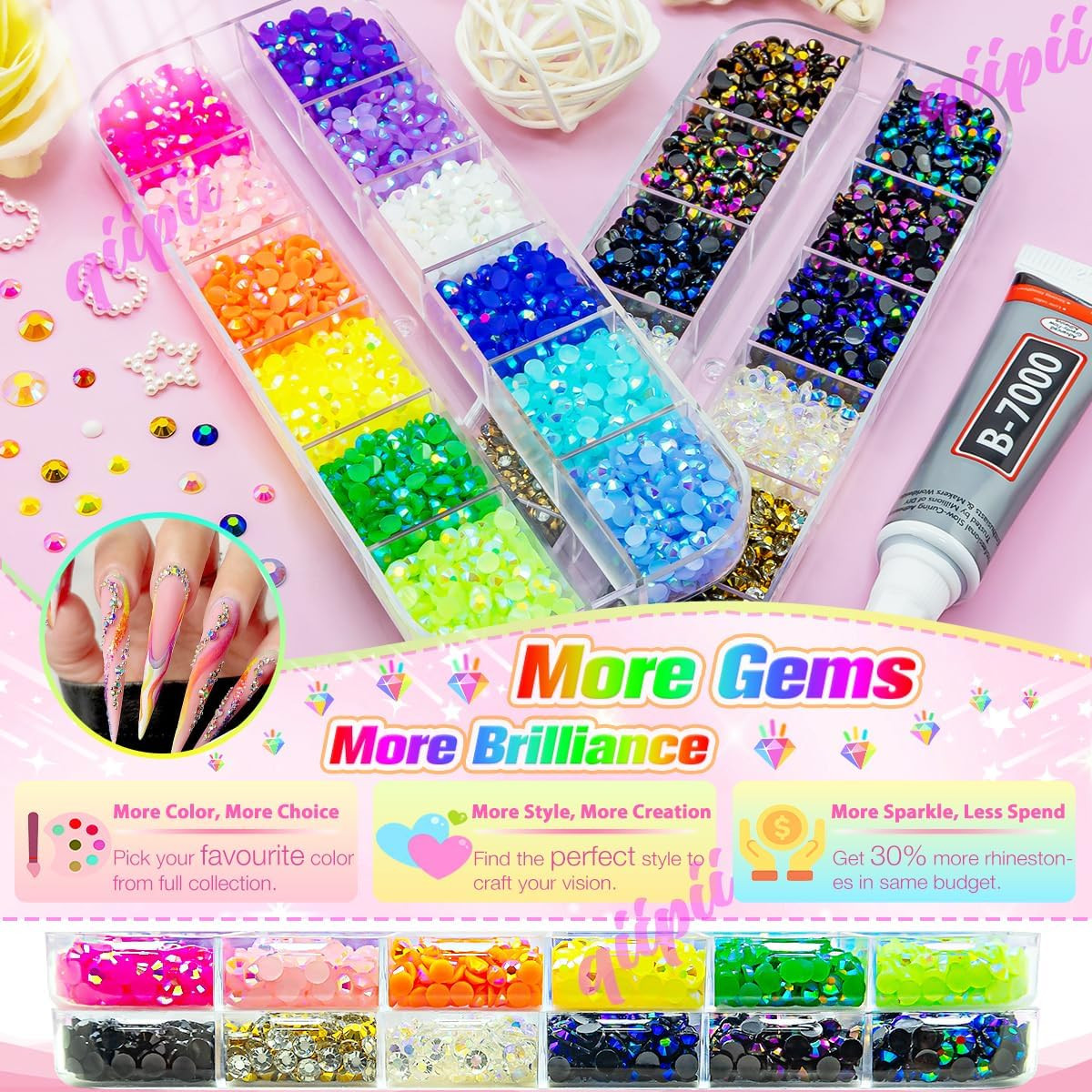 21 Colors Colorful Jelly Resin Rhinestones Bulk 2Mm 3Mm Flatback Stones Rainbow