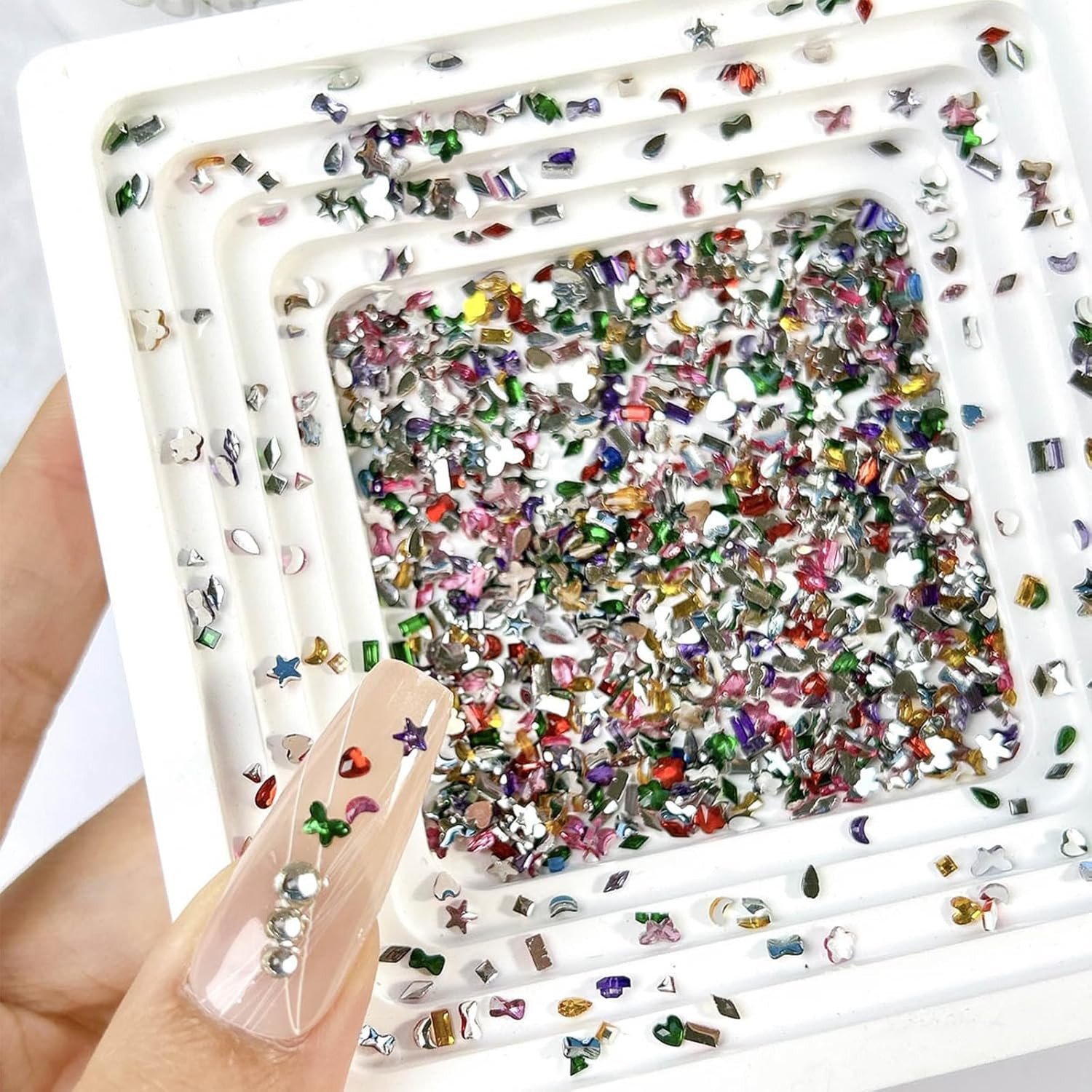 2000PCS Colorful Rhinestones Nail Art Charms Multi Shape Crystal Flat Back Nail