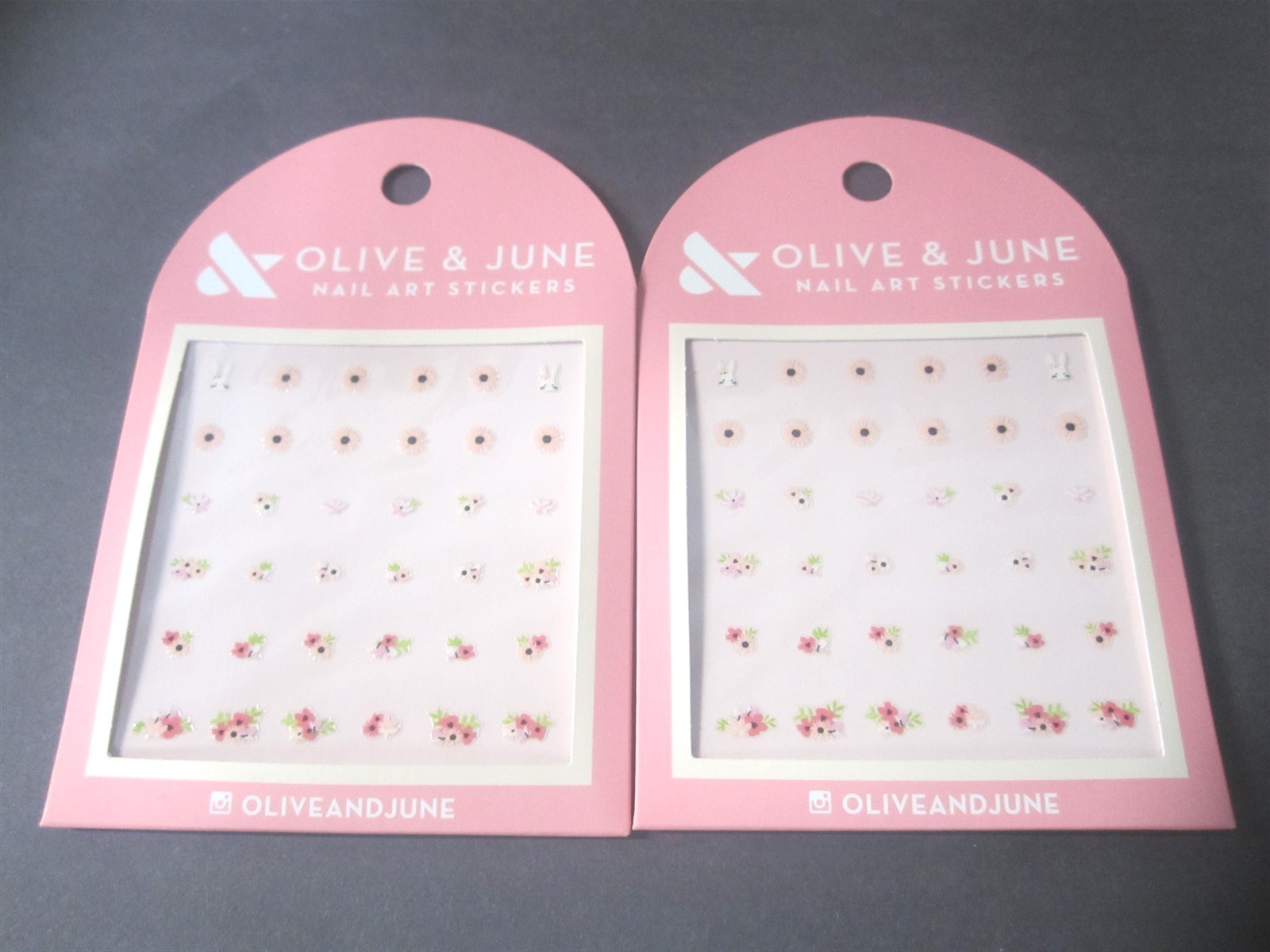 Olive and June Floral Easter Bunny Nail Art Stickers 36 Count – Lot of 2
