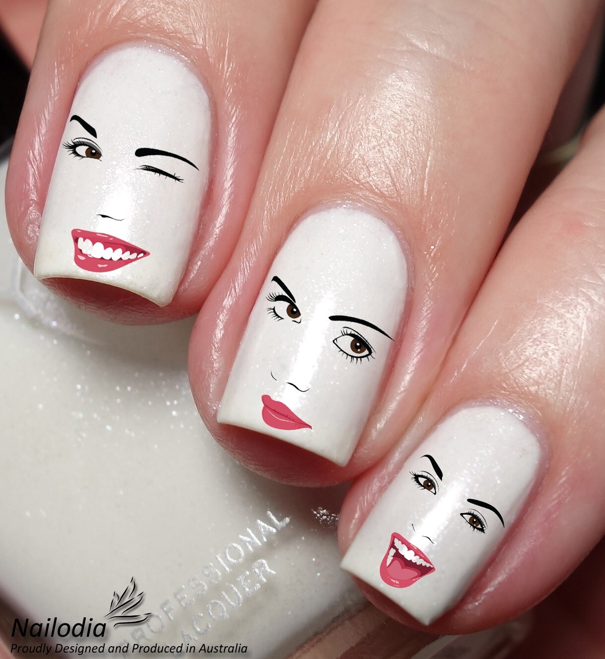 Girl Expressions Emoji Nail Art Decal Sticker Water Transfer Slider