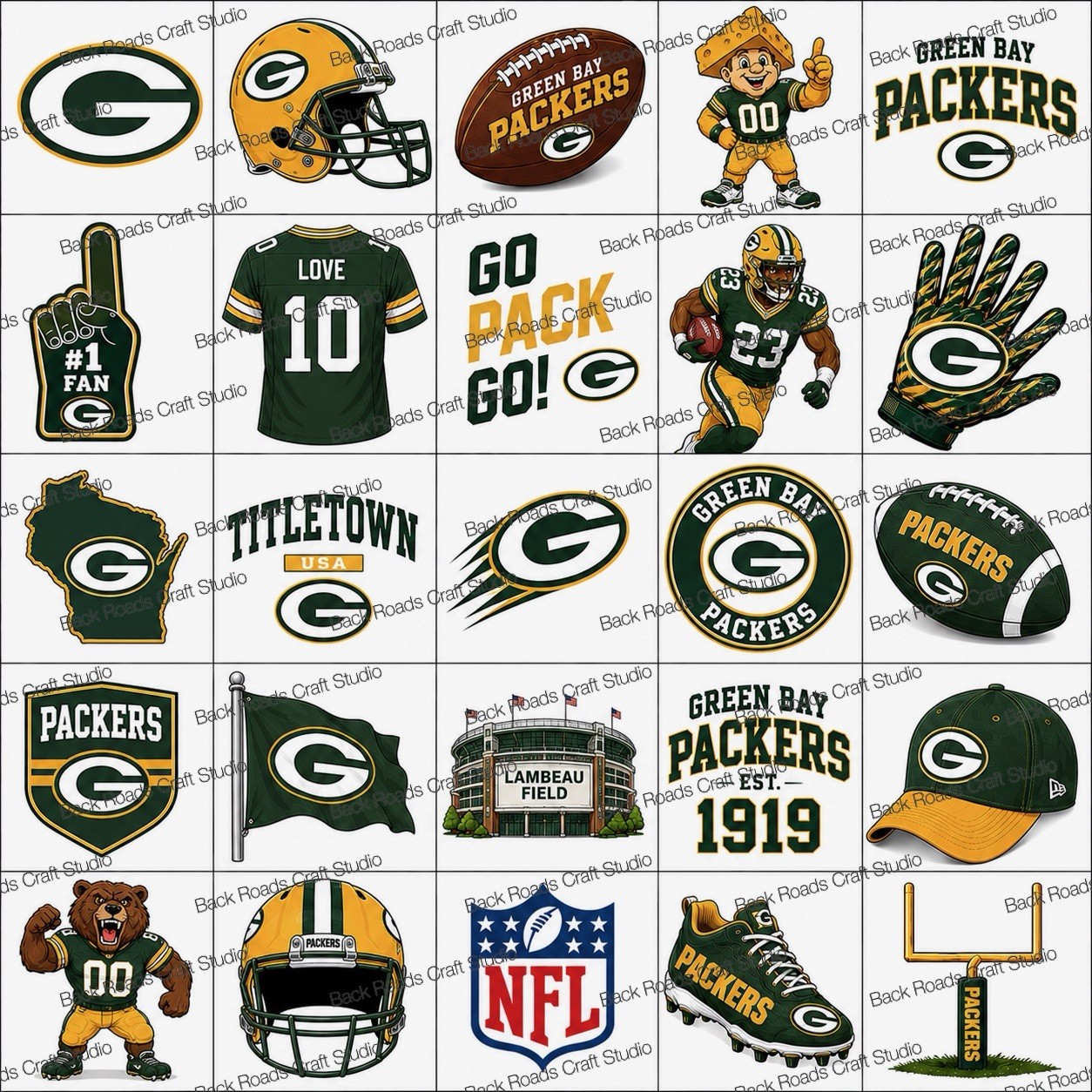 Green Bay Packers Waterslide Nail Decals Set of 50 Instructions & Bonus JM