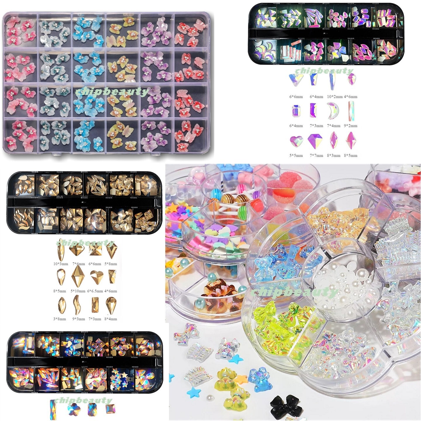 3D Multi-Shape Nail Art Rhinestones Bling Diamond Crystal Nail Design Choose Any