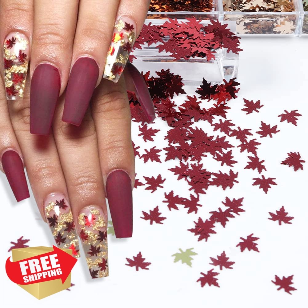 KZBTRBT 3D Maple Leaf Nail Glitters glitter 5