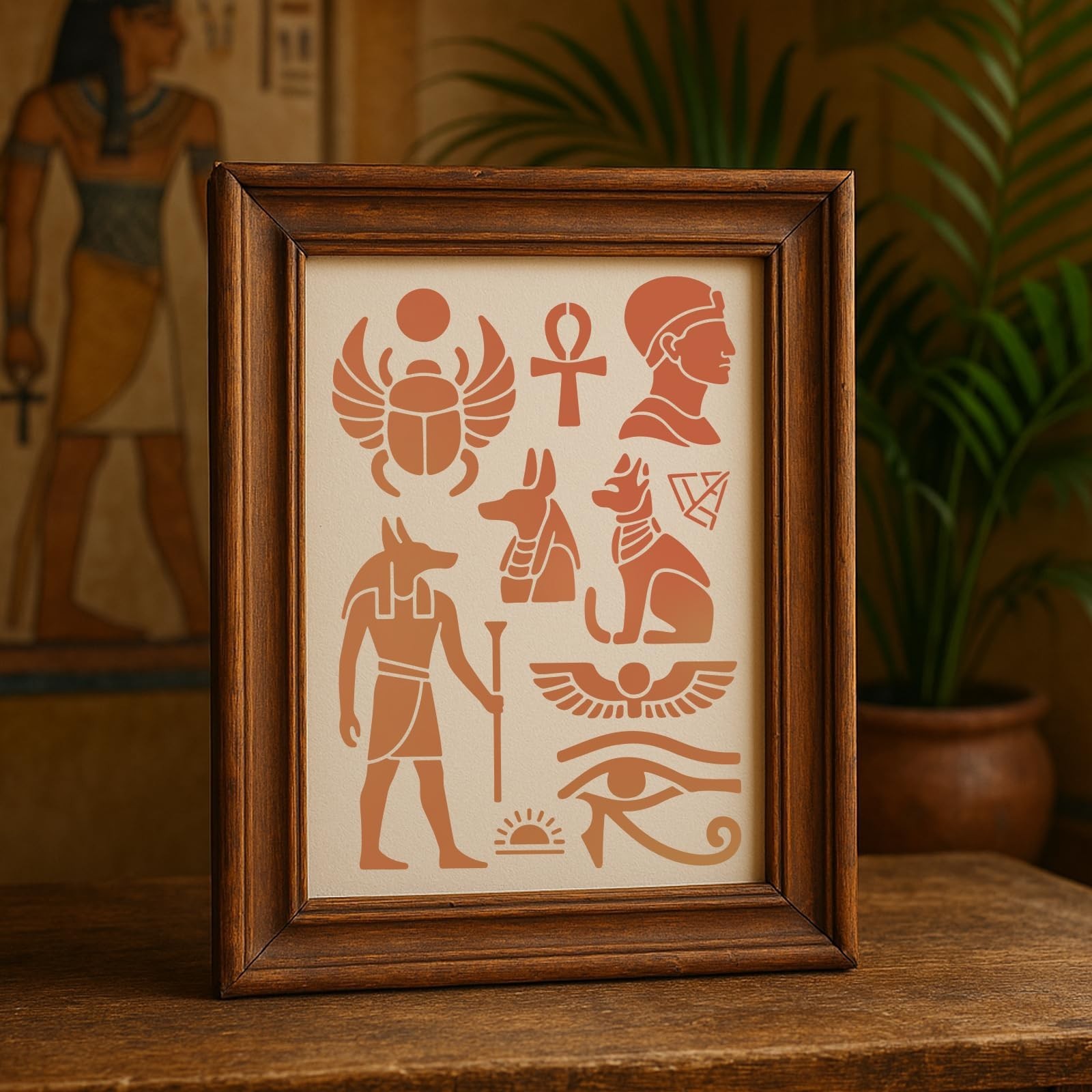 7Pcs Egyptian Hieroglyphs Stencil for Painting PET Templates Ancient Vintage …