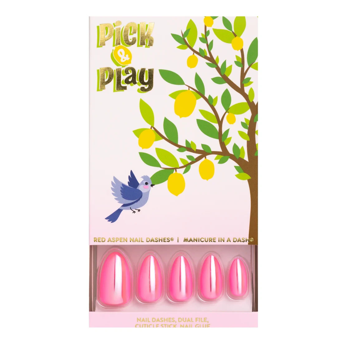 Red Aspen Press On Nails- Sunlit & Sweet, Sheree-Pink Medium Almond