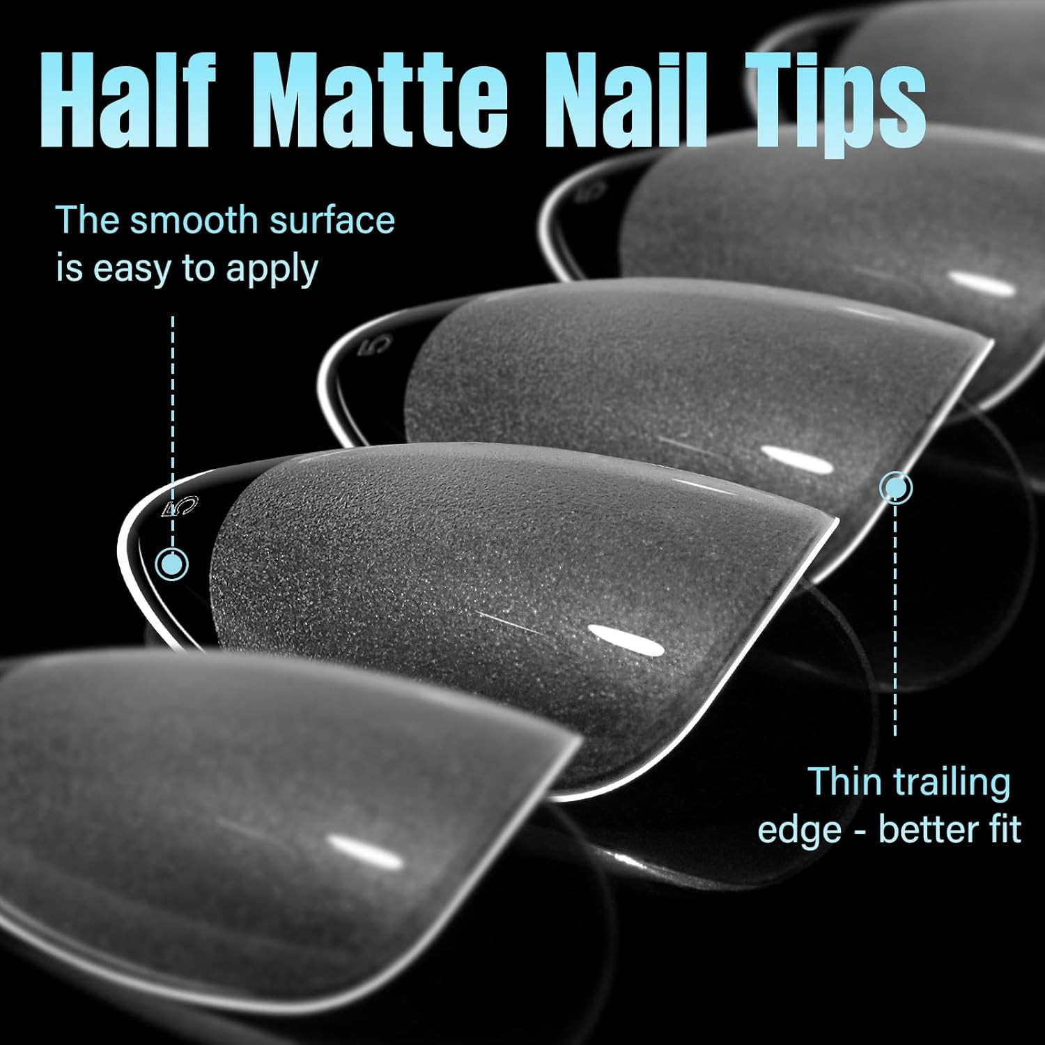 Short Almond Nail Tips 240Pcs 15 Sizes Short Nail Tips Full Cover Half Matte Pre