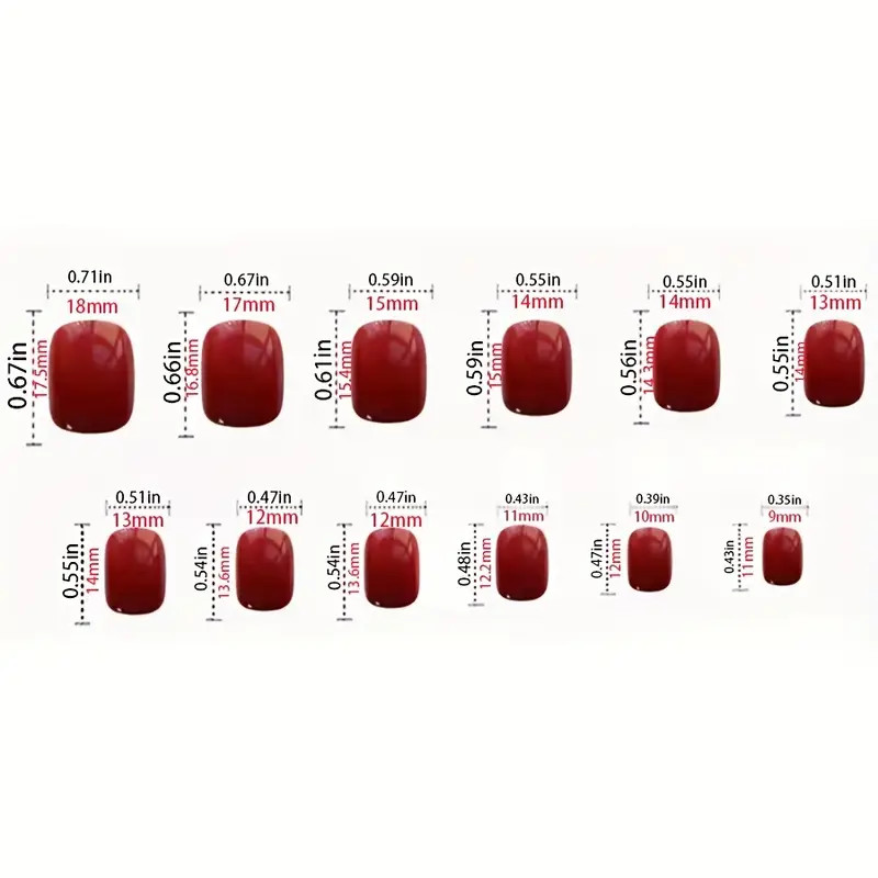 Monina 24pcs Boxed Set Pink System Nail Extensions – Red Line, Square