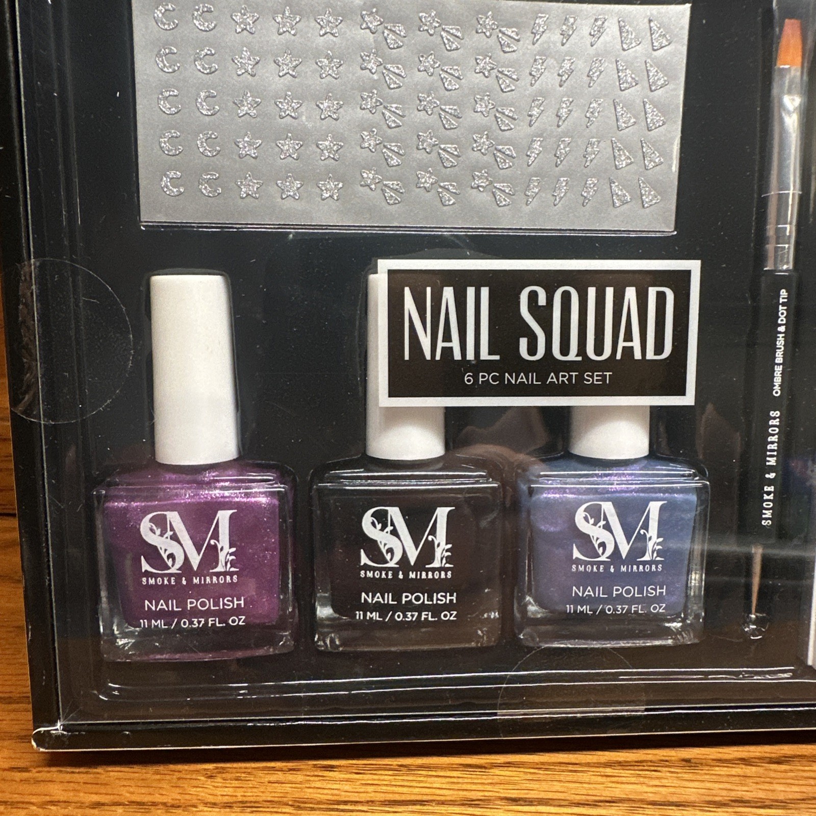 Smoke and Mirrors Nail Squad 6 Piece Nail Art Set Purple Black Grey Nail Color