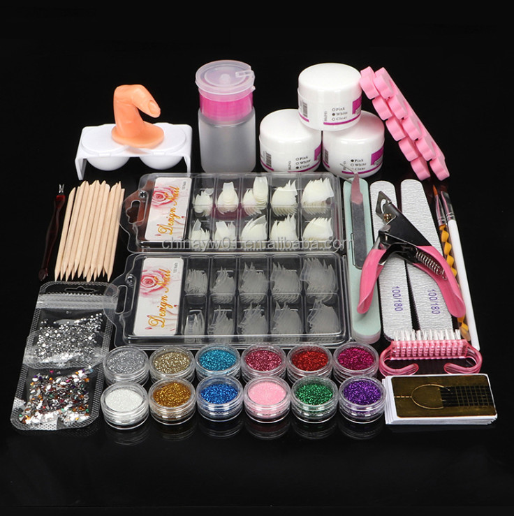 21 Nail Kit Acrylic Powder Glitter Beginner Art Manicure Tool Tips Brush Set