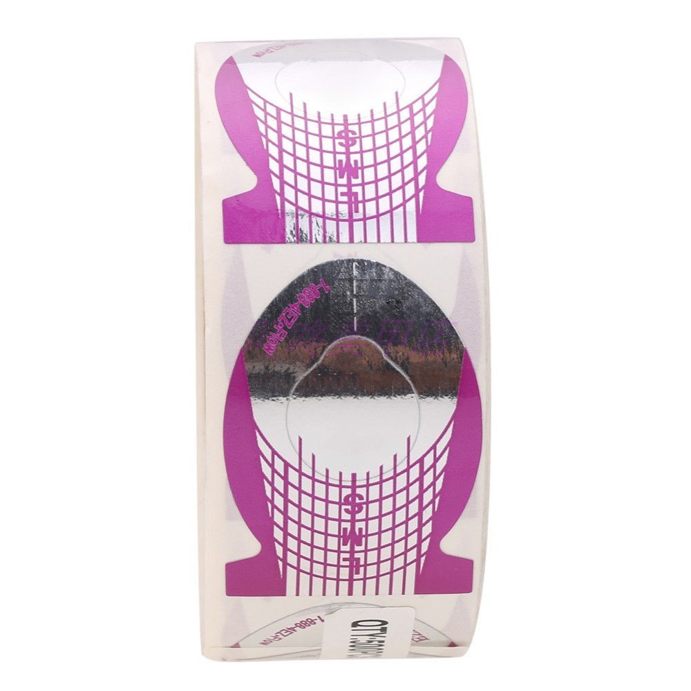 100 Pcs Nail Forms Purple Guide Stickers for Acrylic UV Gel Nail Extensions