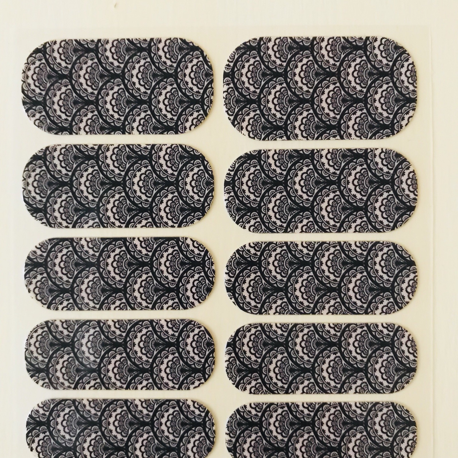 Jamberry Nail Wraps Victorian Lace RETIRED FULL SHEET Black Beige Manicure Style