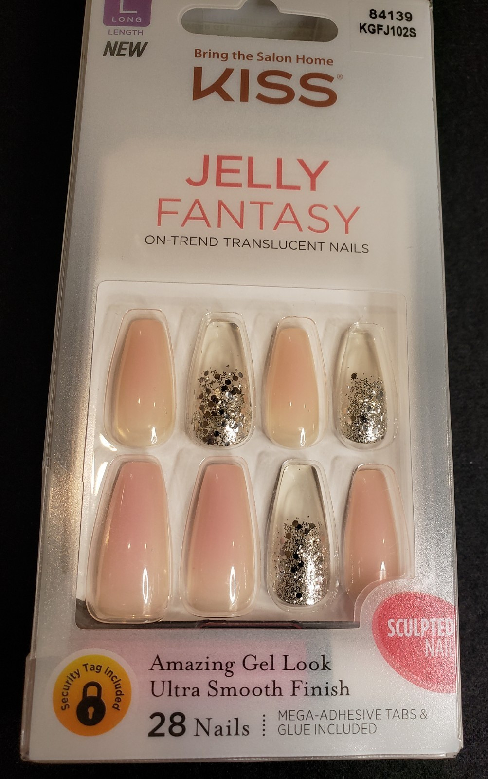 Kiss Jelly Fantasy Nails Ultra Smooth Sculpted Nails Long 84139 KGFJ102S Pink