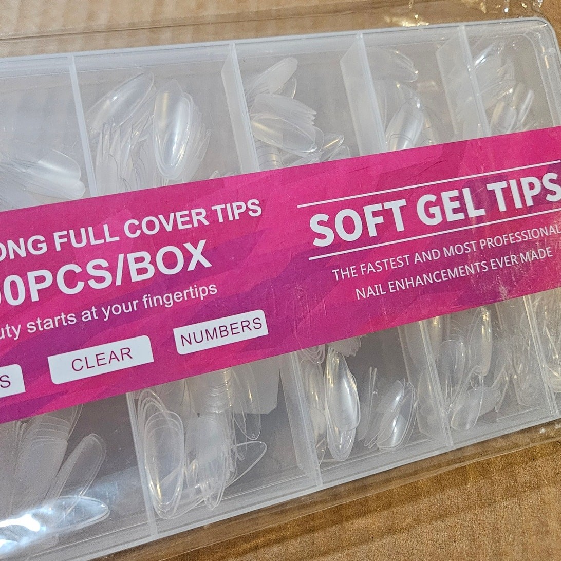 Boutique Extra Long Full Cover Soft Gel Tips ~ 600PCS ~ 12 sizes ~ Clear