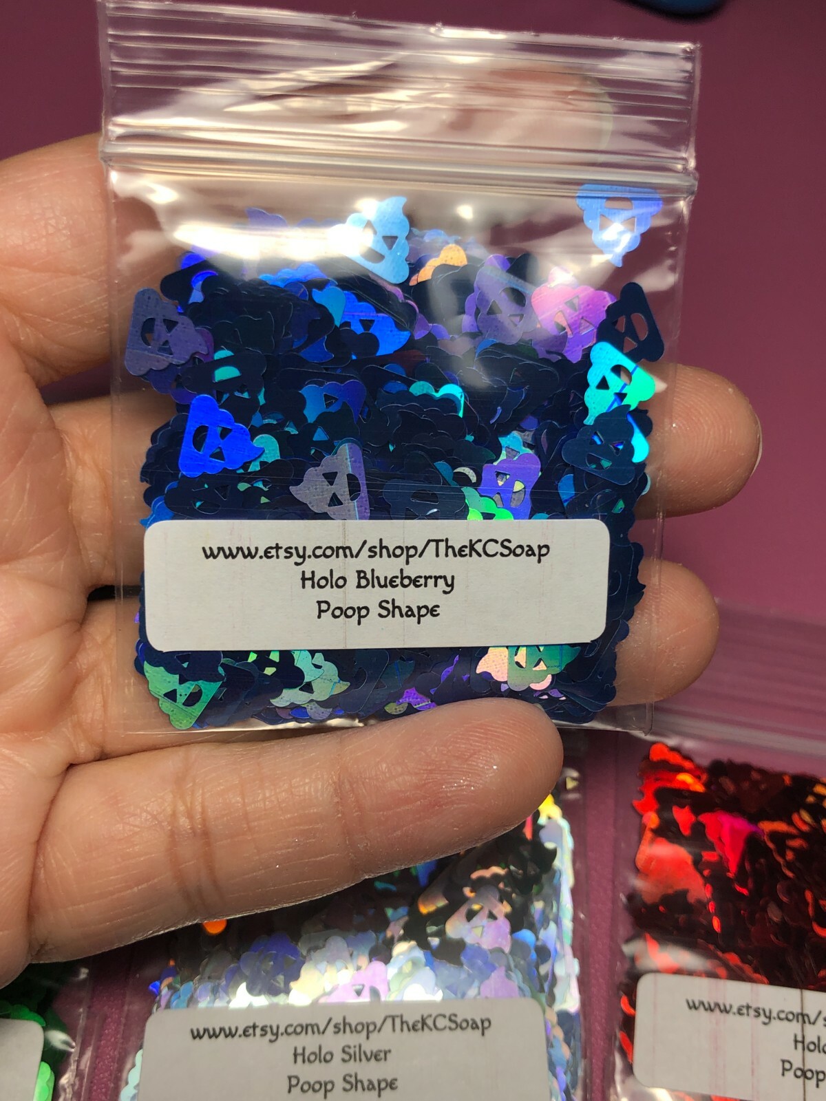 Solvent Resistant Holo Poop shape Glitter U Choose Color Nail Art Face Crafts