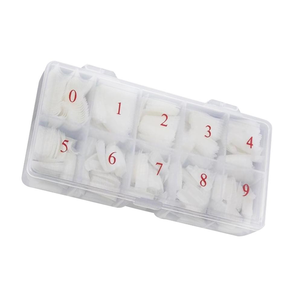 500pcs 10 Sizes 1.9-2.7cm Manicure Full Cover Natural False Nails Fake Tip Tool