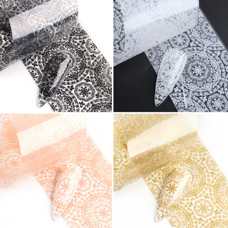 10pcs Nail Foils Transfer Stickers Decals Holographic Retro Flower Nail Art 526