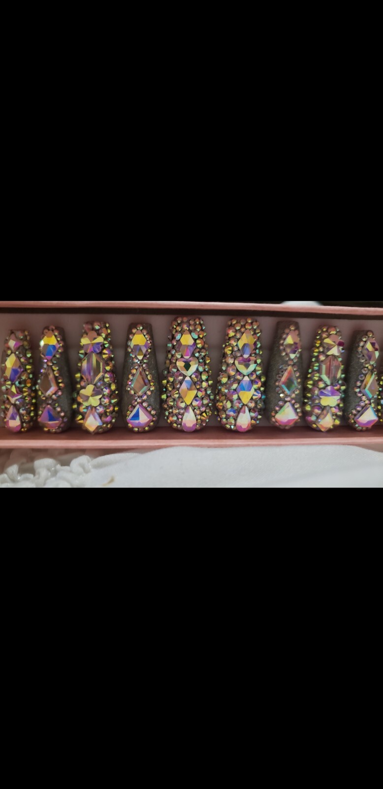Handmade Red bottom long coffin Bling lux press on nails custom size shape lengt