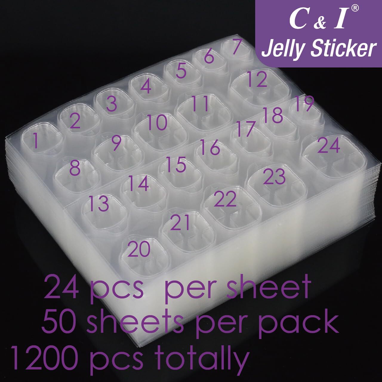 50 Sheets Double Sided Jelly Gel Nail Glue for Press On Nails False Nail Tips