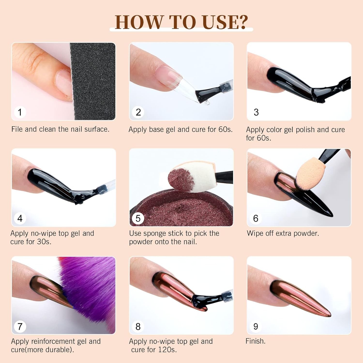 SAVILAND Chrome Nail Powder Set: 6 Colors A-6PCS Set