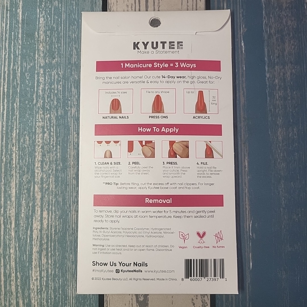 Kyutee Nails Peel Press Instant Gel Polish Manicure That Chick